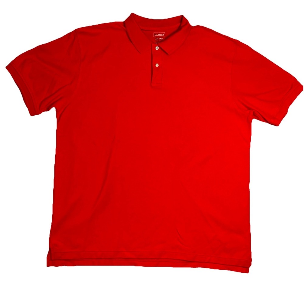 L L Bean Mens XXL Tall Red Short Sleeve Polo Shirt